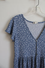 See You Monday Blue & White Floral Ribbed Dress | XL