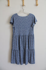 See You Monday Blue & White Floral Ribbed Dress | XL