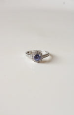 14K White Gold Tanzanite Halo Ring | Size 7
