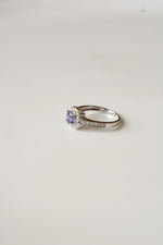 14K White Gold Tanzanite Halo Ring | Size 7