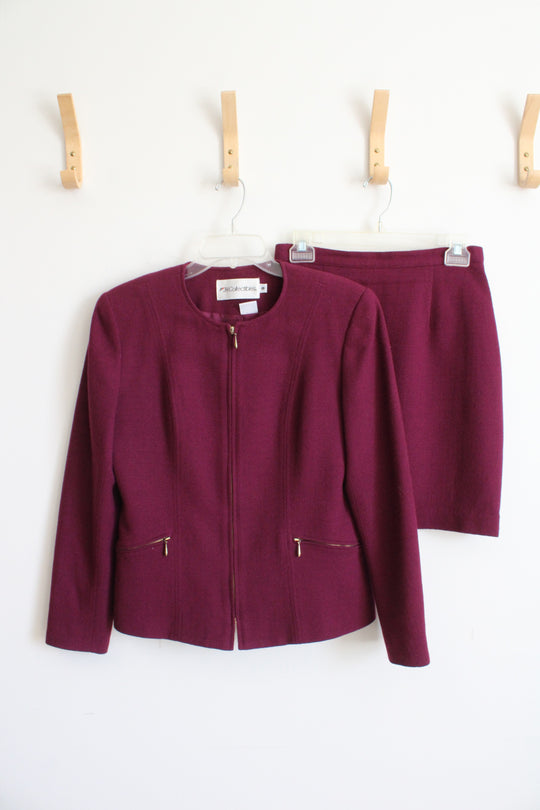 Vintage J.H. Collectibles Magenta Wool Blend Jacket & Skirt Set | 8