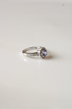 14K White Gold Tanzanite Halo Ring | Size 7
