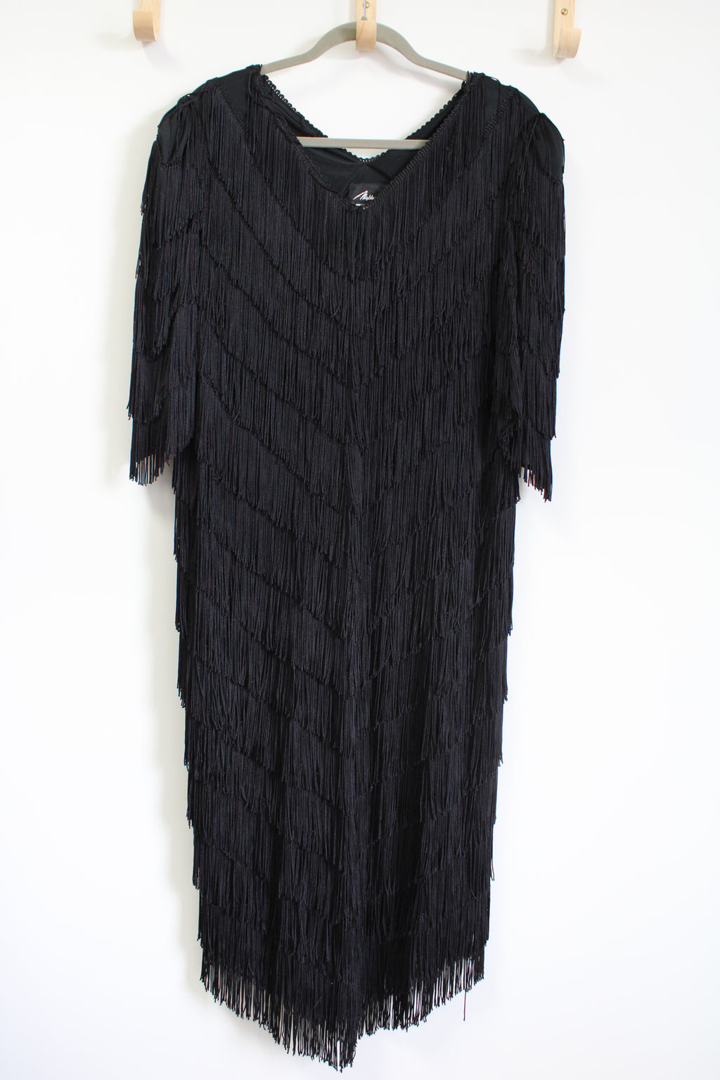 Vintage Nightworks 20's Flapper Style 1980's Fringe Dress | 16W