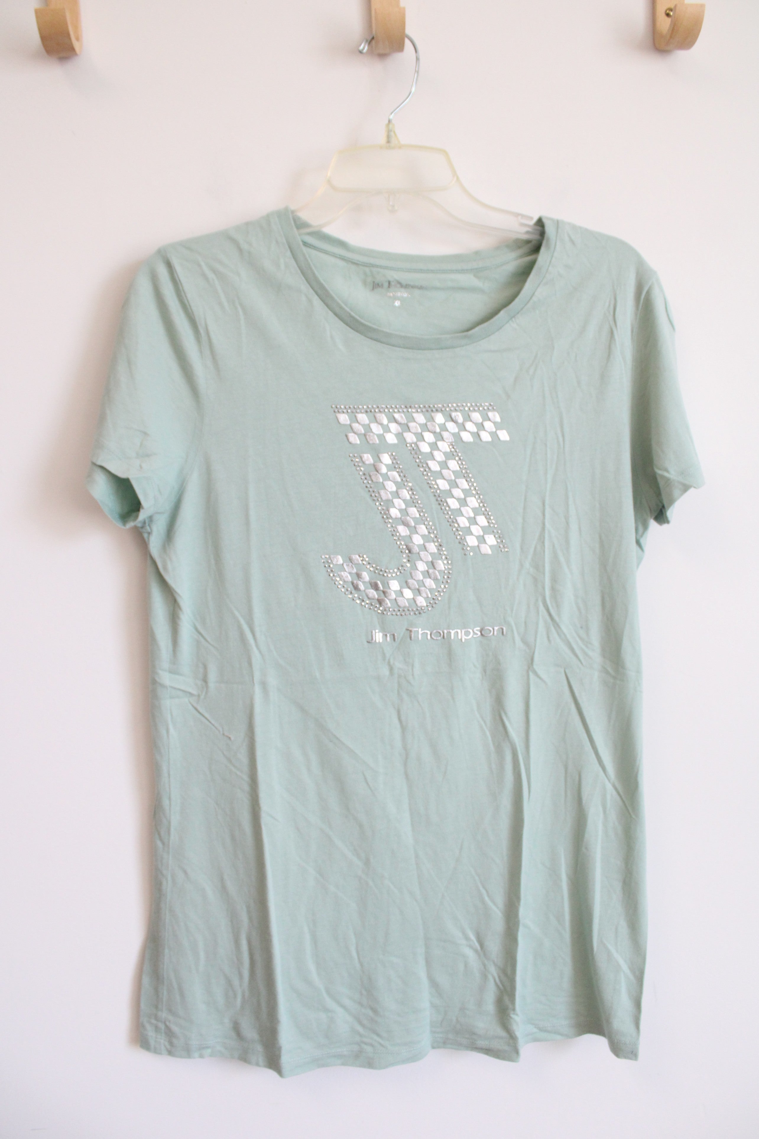 Jim Thompson Mint Green Silver Embellished Shirt | XL