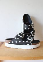 Birkenstock Papilliio Black & White Polka Dot Platform Sandals | Size 38