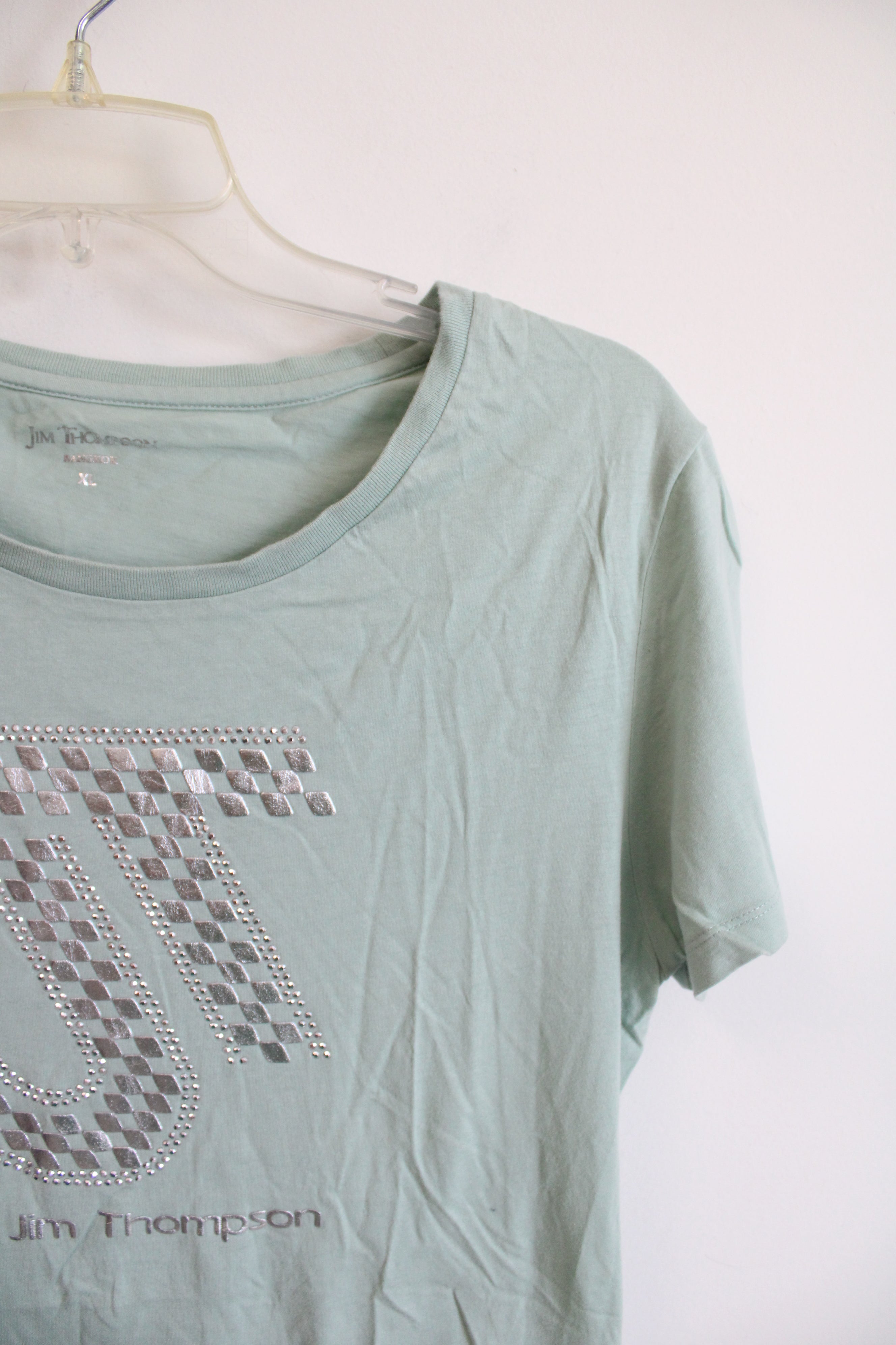 Jim Thompson Mint Green Silver Embellished Shirt | XL