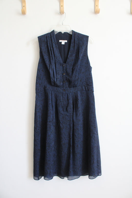 Coldwater Creek Blue & Black Pleated Sleeveless Dress | 12