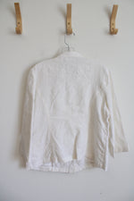 NEW Chico's Cream Beaded Linen Jacket | 1 (M)