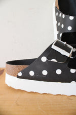 Birkenstock Papilliio Black & White Polka Dot Platform Sandals | Size 38