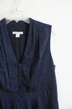 Coldwater Creek Blue & Black Pleated Sleeveless Dress | 12