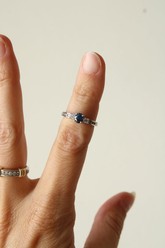 Blue Sapphire 14K White Gold Ring | Size 5