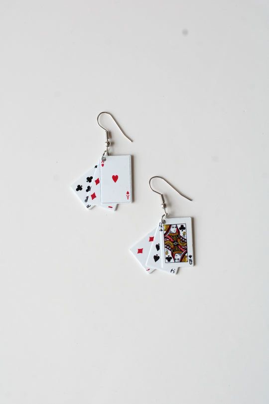 Playing Card Metal Dangle Earrings