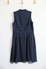 Coldwater Creek Blue & Black Pleated Sleeveless Dress | 12