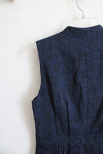 Coldwater Creek Blue & Black Pleated Sleeveless Dress | 12