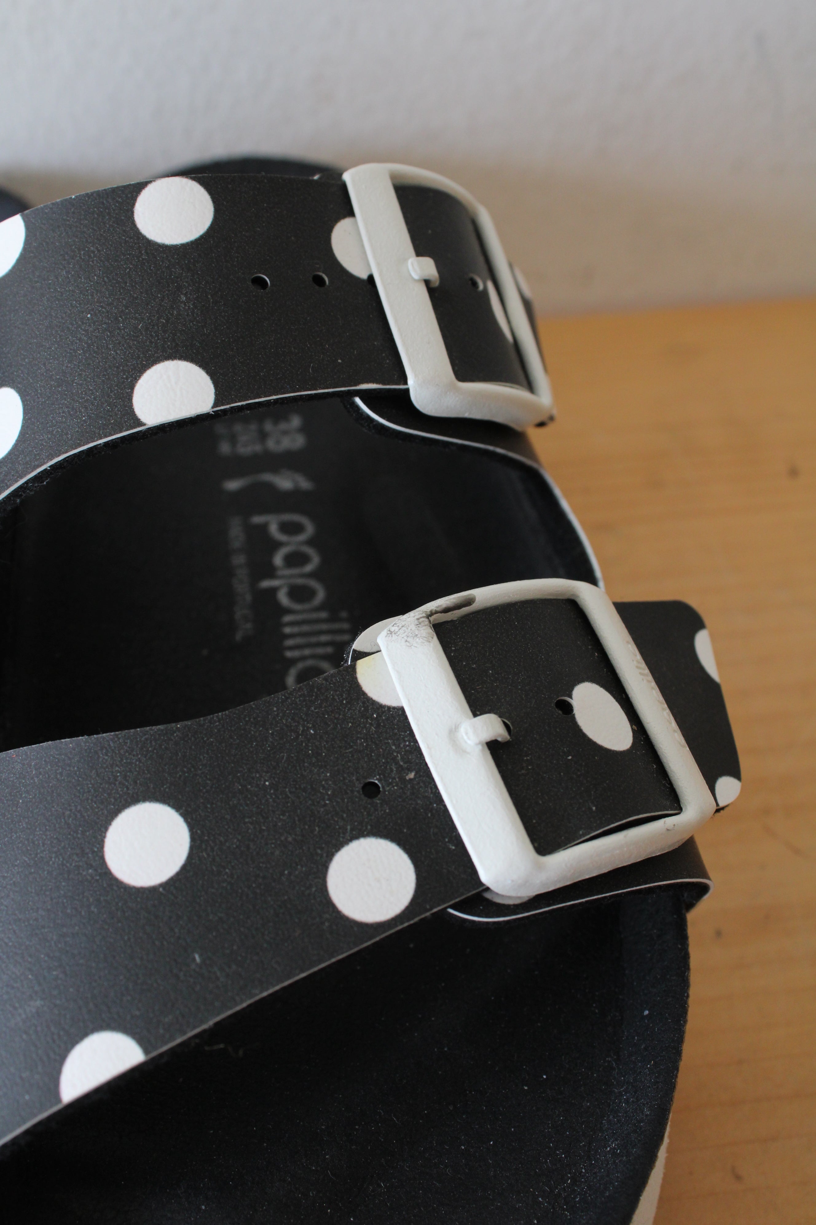 Birkenstock Papilliio Black & White Polka Dot Platform Sandals | Size 38