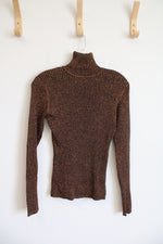 Joseph A. Brown Metallic Fitted Ribbed Turtleneck Shirt | L