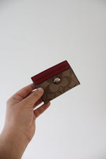 Coach Peyton Khaki & Red Signature Card Holder