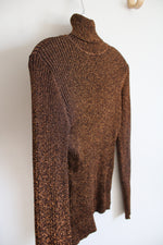 Joseph A. Brown Metallic Fitted Ribbed Turtleneck Shirt | L