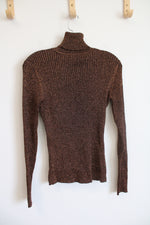 Joseph A. Brown Metallic Fitted Ribbed Turtleneck Shirt | L
