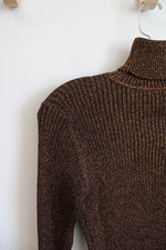 Joseph A. Brown Metallic Fitted Ribbed Turtleneck Shirt | L