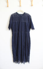 Lulus Remarkable Sheer Navy Blue Lace Dress | XL