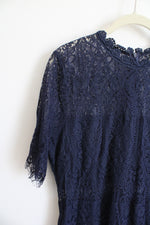 Lulus Remarkable Sheer Navy Blue Lace Dress | XL