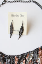 NEW The Gem Shop Mixed Metal Feather Necklace & Earring Set