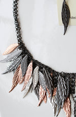 NEW The Gem Shop Mixed Metal Feather Necklace & Earring Set
