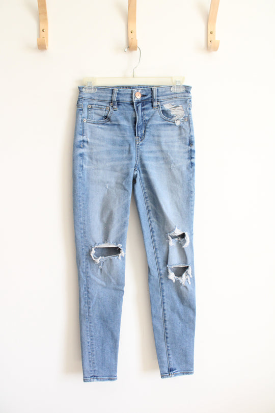 American Eagle Next Level Stretch High Rise Distressed Jeggings | 0