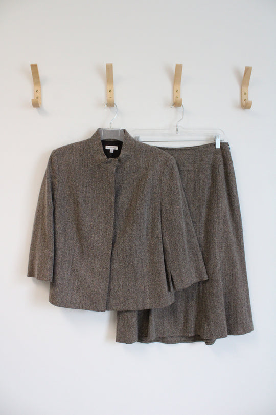 Ingenuity Brown Wool Blend Jacket & Skirt Set | 8