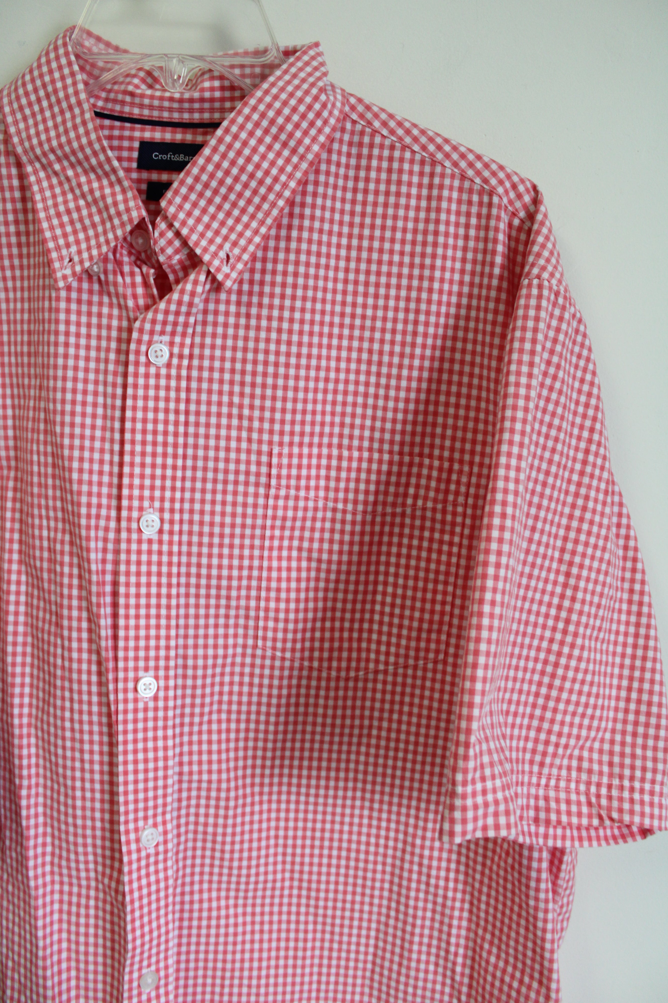 Croft & Barrow Pink Gingham Button Down Shirt | L