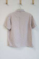 BOSS Hugo Boss Purple Green Striped Short Sleeved Button Down Shirt | XL