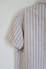 BOSS Hugo Boss Purple Green Striped Short Sleeved Button Down Shirt | XL