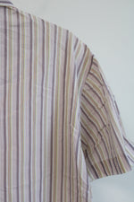 BOSS Hugo Boss Purple Green Striped Short Sleeved Button Down Shirt | XL