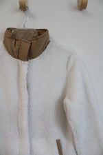 Aspen Faux White Sherpa Fuzzy Jacket | S
