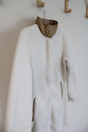 Aspen Faux White Sherpa Fuzzy Jacket | S