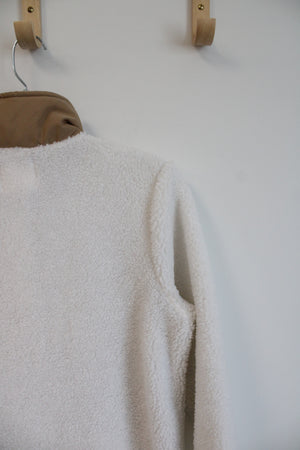 Aspen Faux White Sherpa Fuzzy Jacket | S