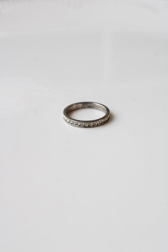 Sterling Silver Crystal Bezel Infinity  Ring | Size 7.5