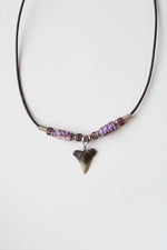Purple Beaded Shark Tooth Necklace