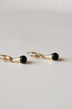 14K Yellow Gold Onyx Dangle Earrings