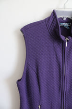 Karen Scott Sport Purple Quilted Full Zip Vest | 0X