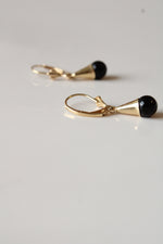 14K Yellow Gold Onyx Dangle Earrings
