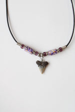 Purple Beaded Shark Tooth Necklace