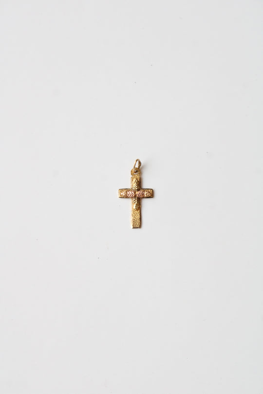 10K Yellow & Rose Gold Crucifix Cross Pendant