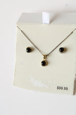 NEW Sterling Silver Onyx Earring & Necklace Set