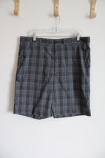 PGA Tour Black Blue Plaid Shorts | 36