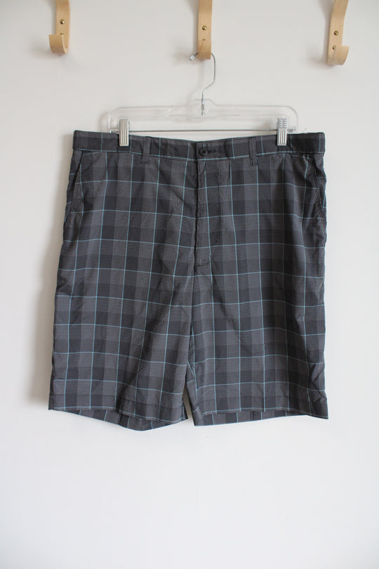 PGA Tour Black Blue Plaid Shorts | 36