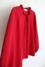 Accent Red Ruffled Neck Long Sleeved Blouse | L/XL