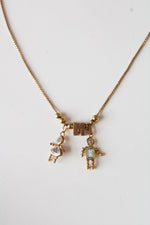 14K Yellow Gold Boy & Girl "M" Initial Necklace