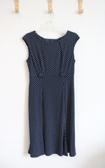 Connected Apparel Navy & White Polka Dot A-Line Wide Neck Dress | 10